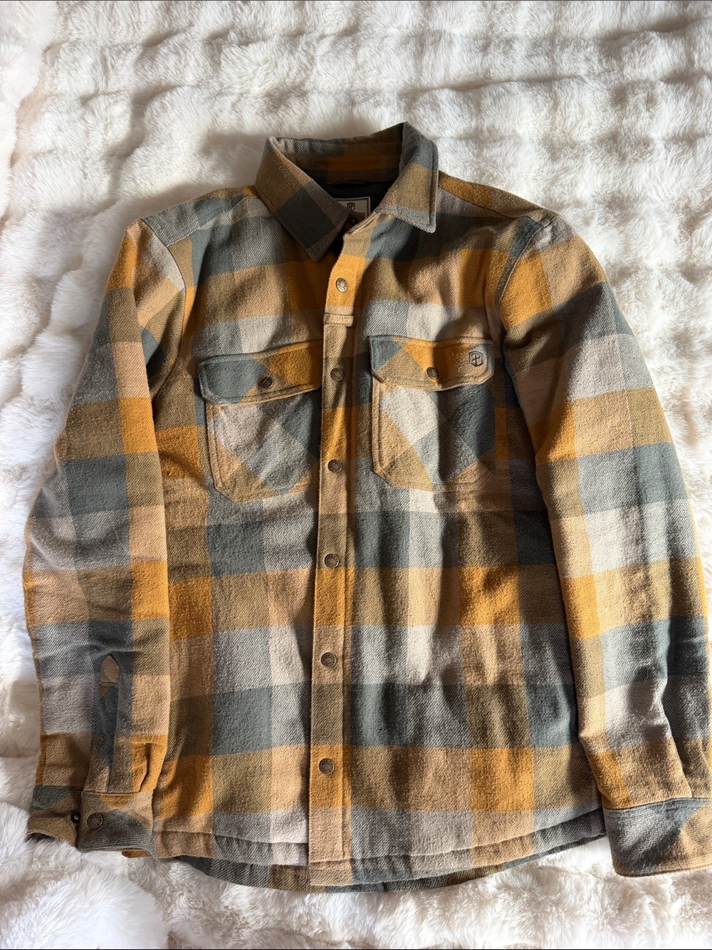 Born Primitive Men's Yellow and Gray Plaid Shacket